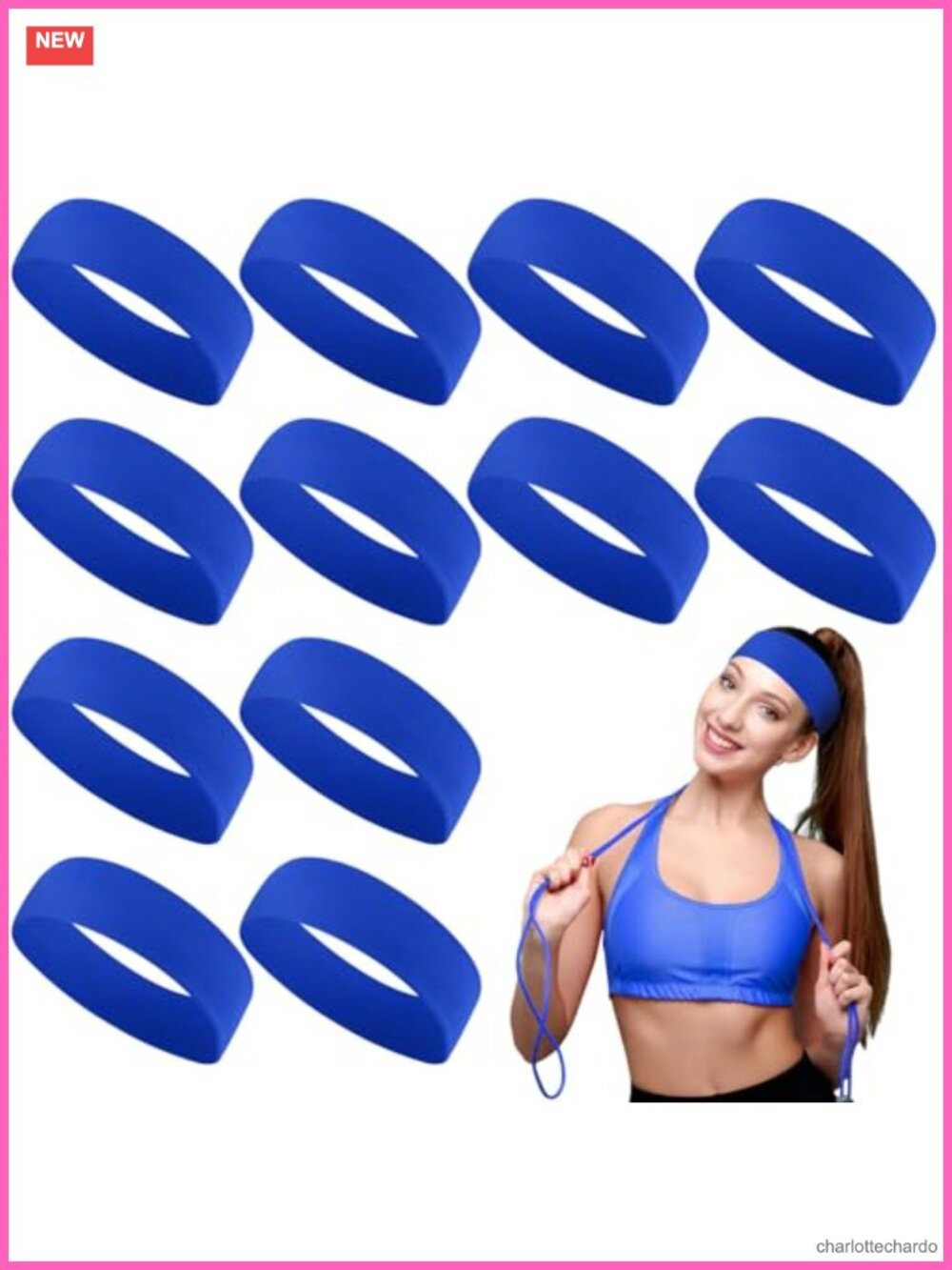 12 Pack Sport Headbands Elastic Sweatbands Polyester Yoga Running